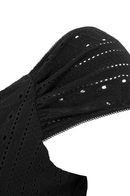 WOJCOR Plus Size V-Neck A-Line KnittedDress - Black