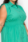 Haute Fox Plus Size Sleeveless Smocked Waist Shirt Dress