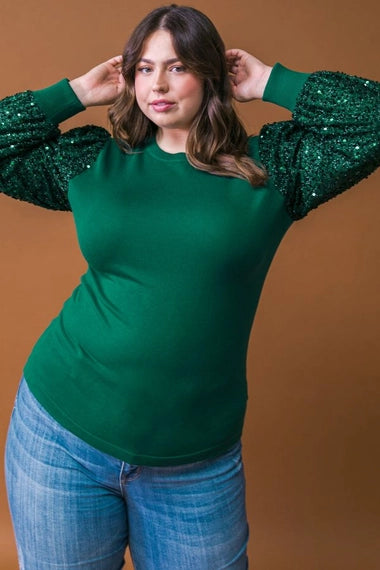 FLYING TOMATO Plus Size Solid Knit Sweater Top