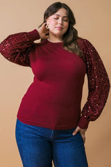 FLYING TOMATO Plus Size Solid Knit Sweater Top