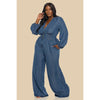 DORCAS Plus Lsv Washed Dark Denim Jumpsuit
