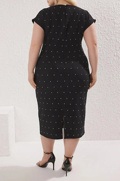 WOJCOR Sleeveless Embellished Mini Woven Plus Size Evening Dress - Black