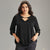 Beauty Peachy Plus Size Bottoming V Neck Flared Top - Black