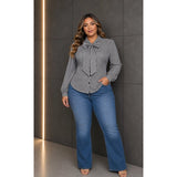 Black Pearl Clothing Plus Bow Authority Blouse - Black