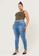 Vibrant M.i.U Plus Signature Skinny Jeans -Medium Stone