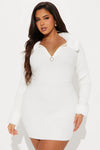 Fashion Nova Plus Size Rosalind Sweater Mini Dress - White