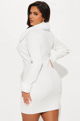 Fashion Nova Plus Size Rosalind Sweater Mini Dress - White