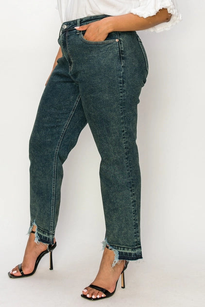 Artemis Vintage Plus Size High Rise Stretch Jeans - Olive