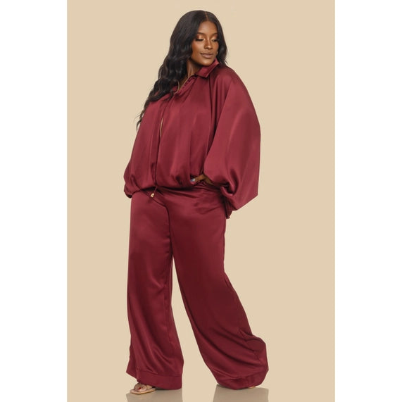DORCAS Plus Puffed Bomber Jacket Pants Set