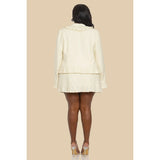 The Sang Plus Size Glittered Tweed Ruffle Jacket W/Mni Skirt Set
