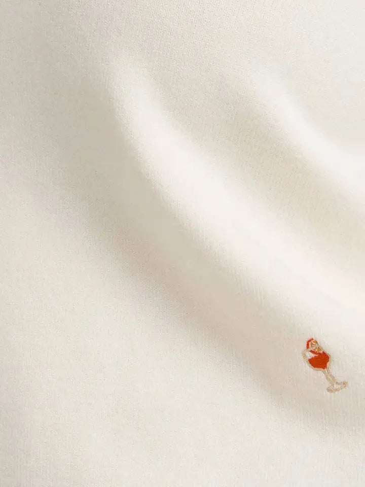 Gilli Plus Size Orange Floral Embroidered Short Sleeve Knit Top - Cream