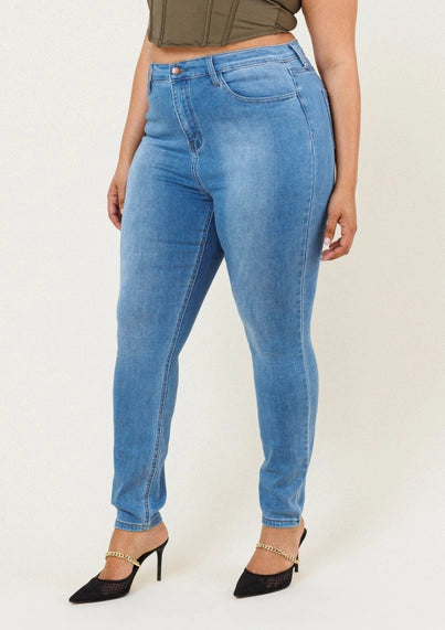 Vibrant M.i.U Plus Signature Skinny Jeans -Medium Stone