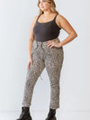 Janette Plus Size Leopard Print Lace-Up Detail Fitted Pants