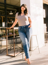 Lovervet by VERVET Plus Size Mid Rise Slim Straight Jeans - Pleasantly