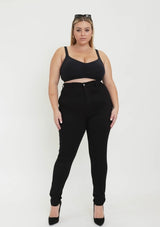 Vibrant M.i.U Plus Berry Skinny Jeans - Black