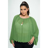 DORCAS Plus Sunburst Pleated Blouse - Green