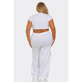 DORCAS Plus Size Cargo Pants Set -White