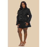The Sang Plus Size Glittered Tweed Ruffle Jacket W/Mni Skirt Set