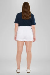 Kan Can USA Plus High Rise Distressed SHORTS - White