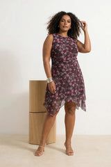WOJCOR Plus Size Floral Patterned Tulle Knitted Dress - Multi