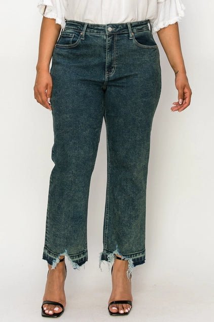Artemis Vintage Plus Size High Rise Stretch Jeans - Olive