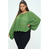 DORCAS Plus Sunburst Pleated Blouse - Green