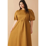 FLYING TOMATO Plus Size Textured Midi Dress - Camel