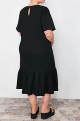 WOJCOR Plus Size 100% Cotton Knitted T-Shirt Dress - Black