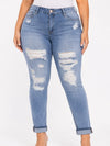 D.ROCK Plus Size Boyfriend Denim Jeans - Light Wash
