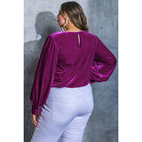 DORCAS Plus Velvet Long Sleeve Top - Orchid