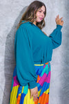 FLYING TOMATO Plus Size Solid Woven Top