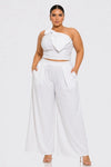 D.ROCK Plus Size Set Long Wide Legs Pants and Sleeveless Tops A Bow