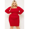 DORCAS Rhinestone Square Neck Plus Size Midi Dress