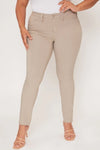 YMI Junior Plus Size Hyperstretch Skinny Pants - Taupe