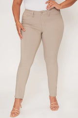 YMI Junior Plus Size Hyperstretch Skinny Pants - Taupe