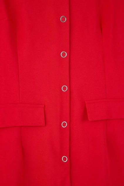 WOJCOR Buttoned Mini Woven Plus Size Dress - Red