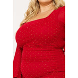 DORCAS Rhinestone Square Neck Plus Size Midi Dress