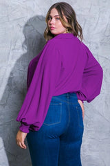 FLYING TOMATO Plus Size Solid Woven Top