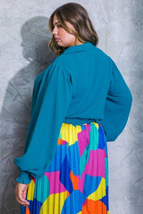 FLYING TOMATO Plus Size Solid Woven Top