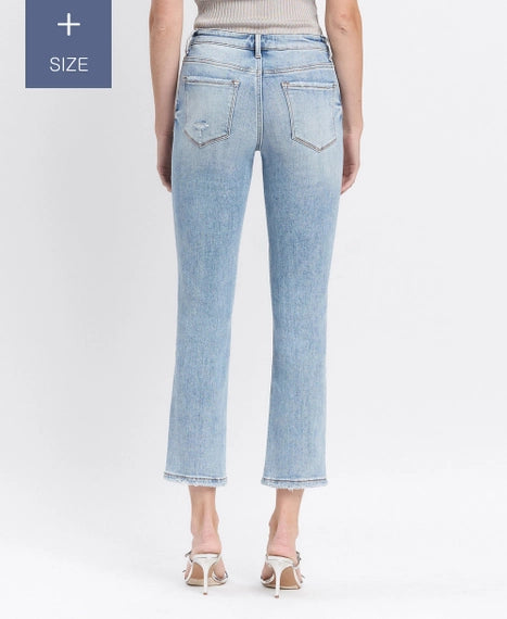 Lovervet by VERVET Plus Size Mid Rise Crop Slim Straight Jeans - Light Blue