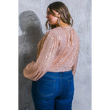 DORCAS Plus Size Sequin Top - Rose Gold