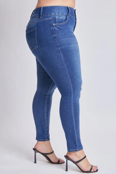 YMI Plus 3 Button High-Rise Skinny Jeans