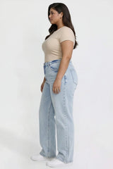 YMI Junior Plus Bella High Rise Wide Leg Jeans - Light Wash