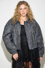 Baevely (Plus) Zip Up Jacket with Studs
