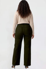 YMI Junior Plus Hyperstretch High Rise Wide Leg Pants - Dark Olive