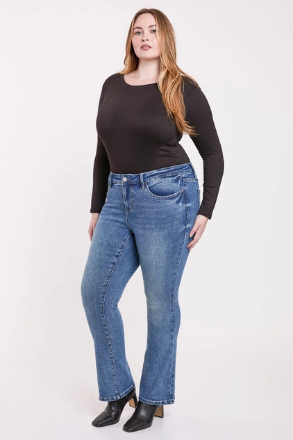 YMI Missy Plus High Rise Premium Stretch Bootcut Jeans - Medium Wash