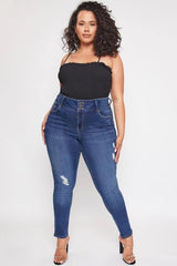 YMI Plus 3 Button High-Rise Skinny Jeans