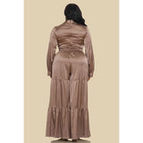 DORCAS Plus Twist Front Neck Lsv Tired Jumpsuit