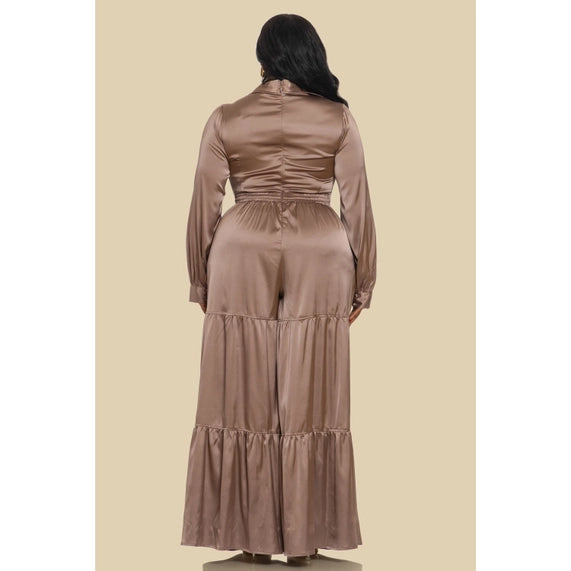 DORCAS Plus Twist Front Neck Lsv Tired Jumpsuit