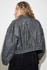 Baevely (Plus) Zip Up Jacket with Studs